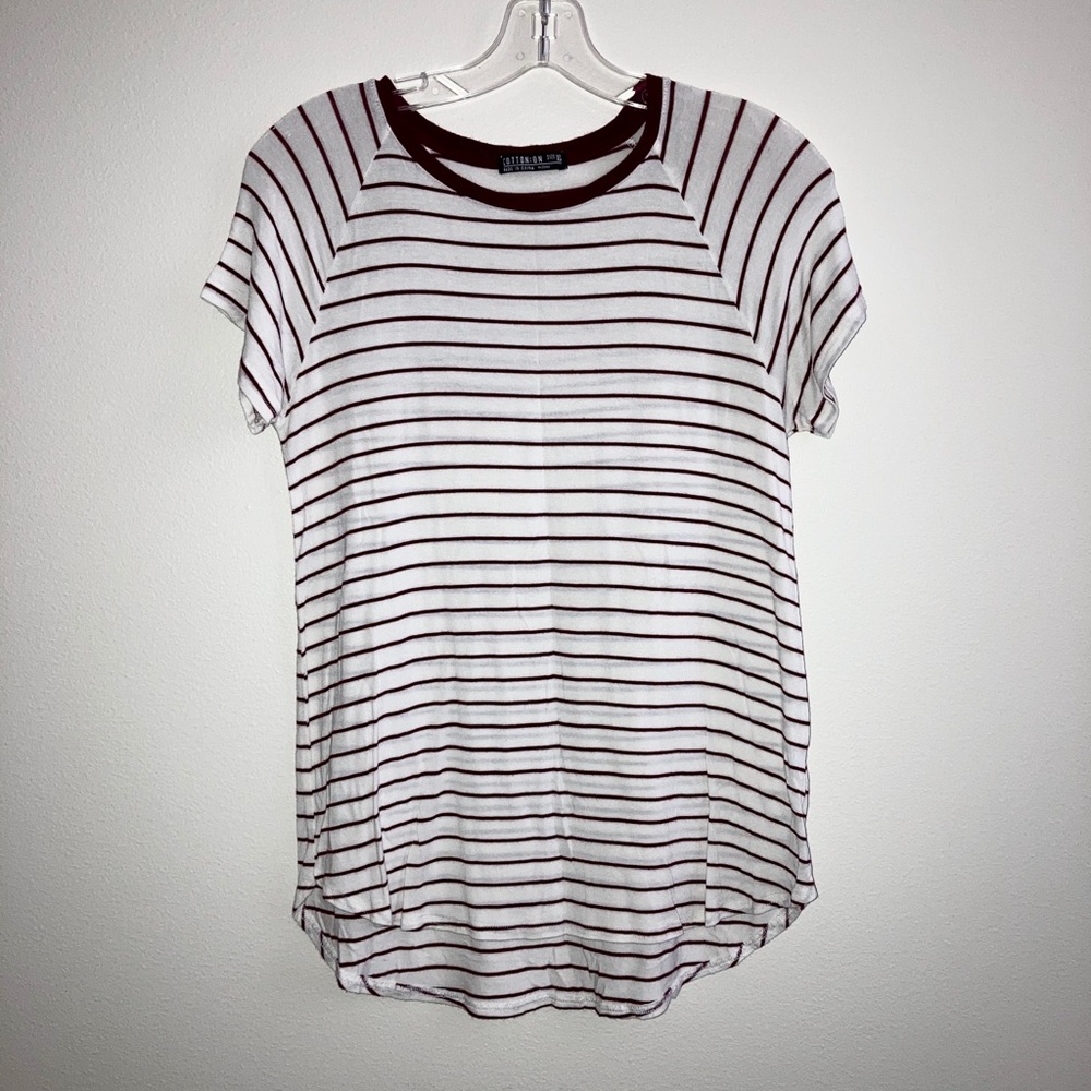 Cotton on T-shirt, maroon/burgundy and white